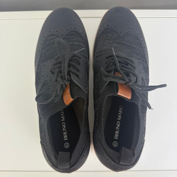 Bruno Marc Mens KnitFlex SmartCraft Mesh Oxfords Lace-Up Black/White Shoes 10.5 - Picture 7 of 10